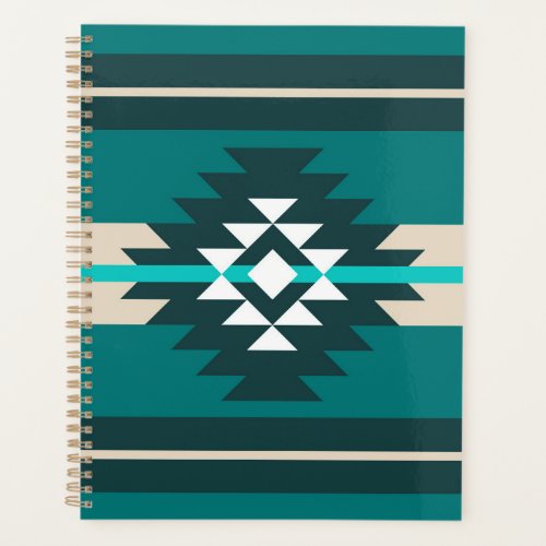 Aztec design in turquoise color planner