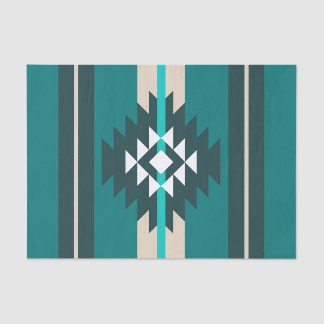 Aztec design in turquoise color tissue paper (Front)