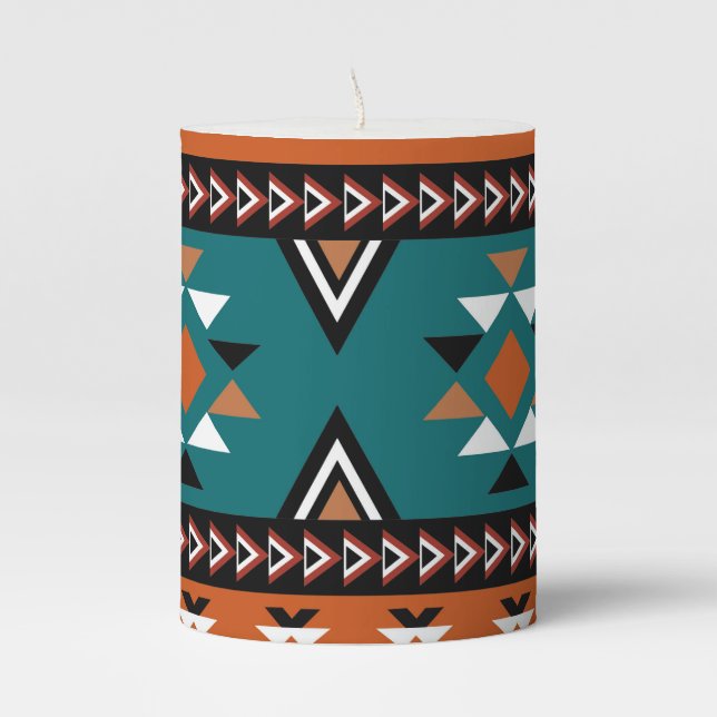 Aztec Design Pillar Candle (Front)