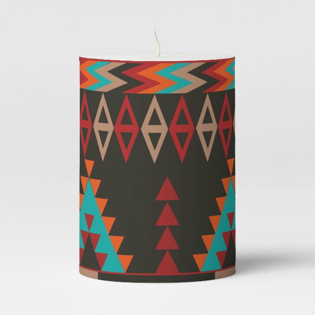 Aztec Design Pillar Candle (Front)