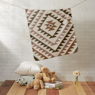 Aztec Diamond Motif Design Browns+Cream Baby Blanket