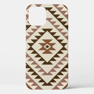 Aztec Diamond Motif Design Browns+Cream iPhone 12 Pro Case