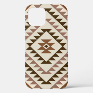 Aztec Diamond Motif Design Browns+Cream iPhone 12 Case