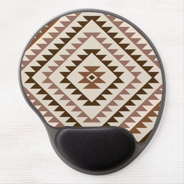 Aztec Diamond Motif Design Browns+Cream Gel Mouse Pad (Front)