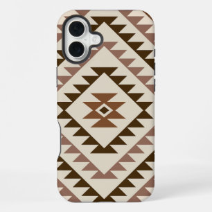 Aztec Diamond Motif Design Browns+Cream iPhone 16 Plus Case