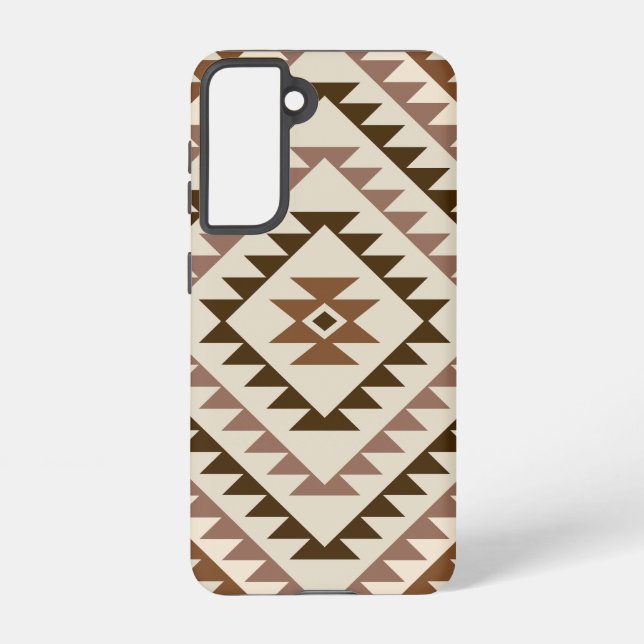Aztec Diamond Motif Design Browns+Cream Samsung Galaxy Case (Back)