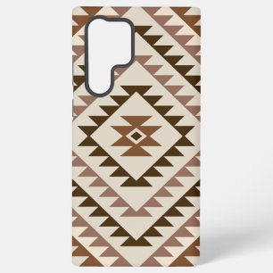 Aztec Diamond Motif Design Browns+Cream Samsung Galaxy S22 Ultra Case