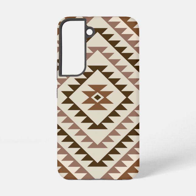 Aztec Diamond Motif Design Browns+Cream Samsung Galaxy Case (Back)