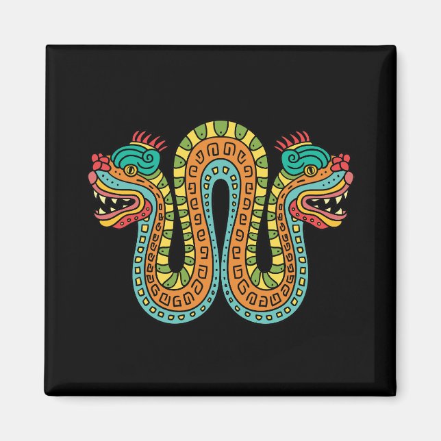 Aztec Double Headed Serpent Snake Mexico Art Magnet (Front)