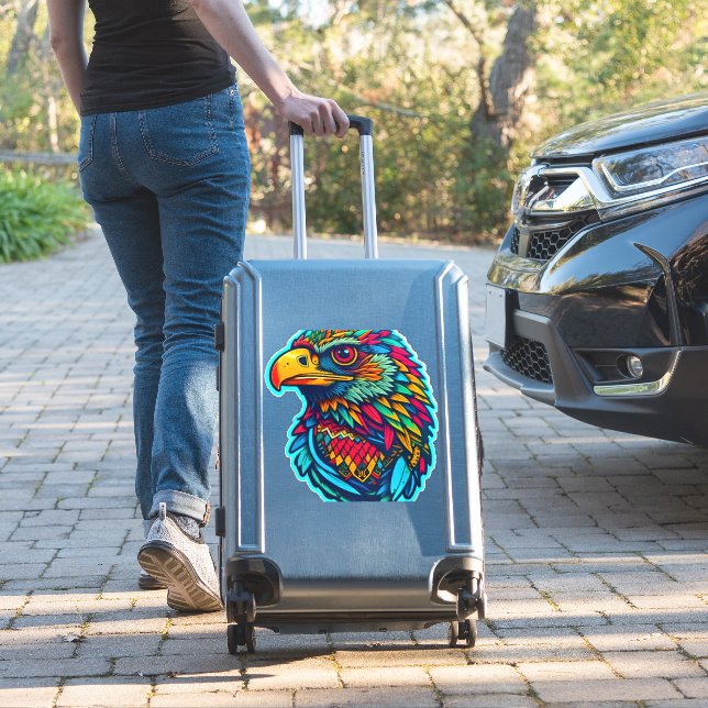 Aztec Eagle Art Ancient Majesty in Modern Form Sticker (Suitcase Insitu)