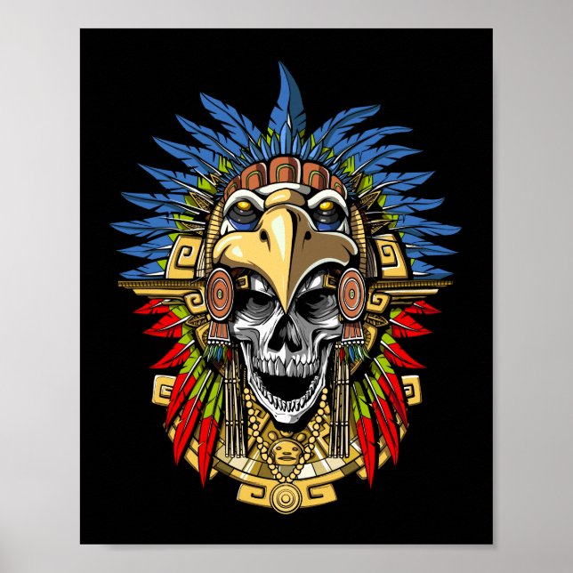 Aztec Eagle Skull Native Indian Warrior Mask Poster (Front)