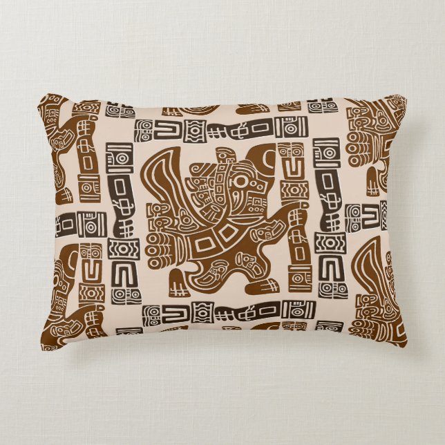 Aztec Eagle Warrior Tribal Ancient Art Accent Pillow (Front)