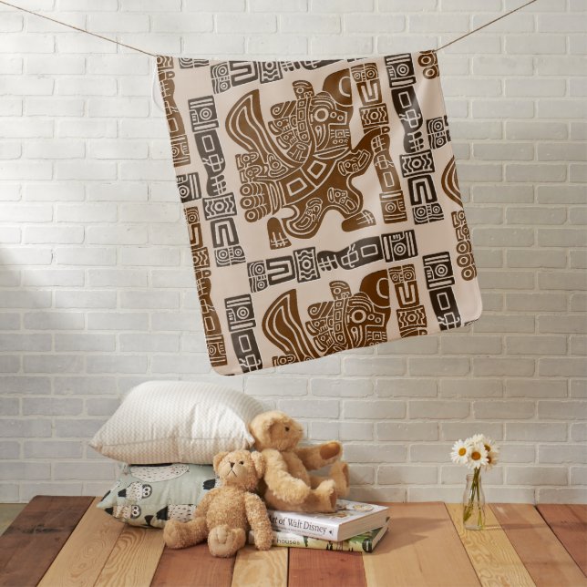 Aztec Eagle Warrior Tribal Ancient Art Baby Blanket (In Situ)