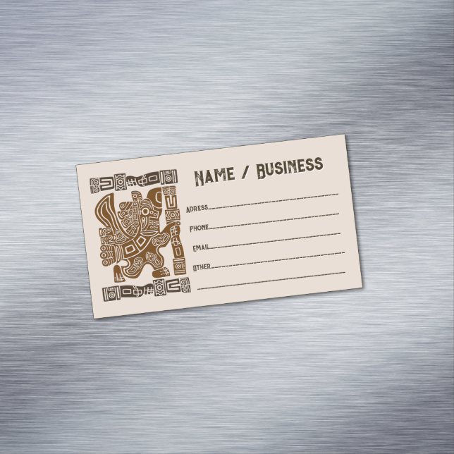 Aztec Eagle Warrior Tribal Ancient Art Business Card Magnet (In Situ)