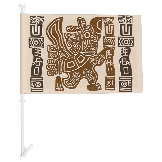 Aztec Eagle Warrior Tribal Ancient Art Car Flag (Front)