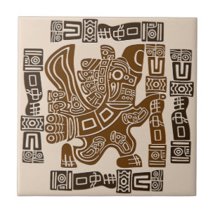 Aztec Eagle Warrior Tribal Ancient Art Ceramic Tile
