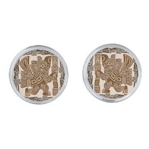 Aztec Eagle Warrior Tribal Ancient Art Cufflinks