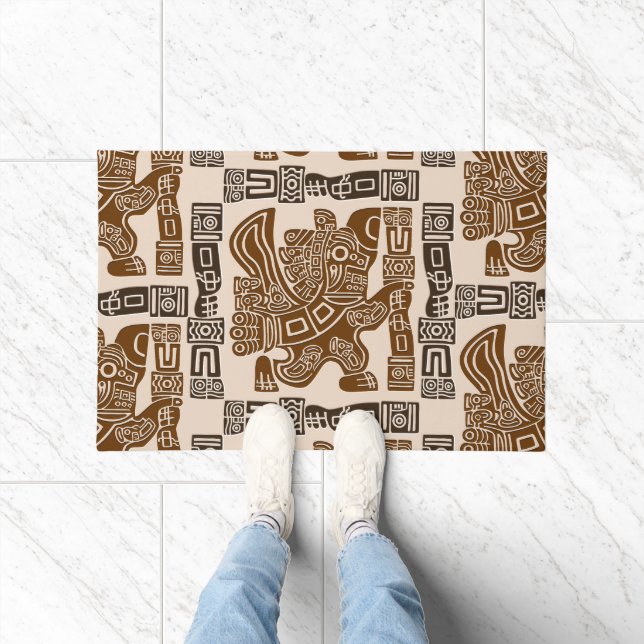 Aztec Eagle Warrior Tribal Ancient Art Doormat (Indoor)