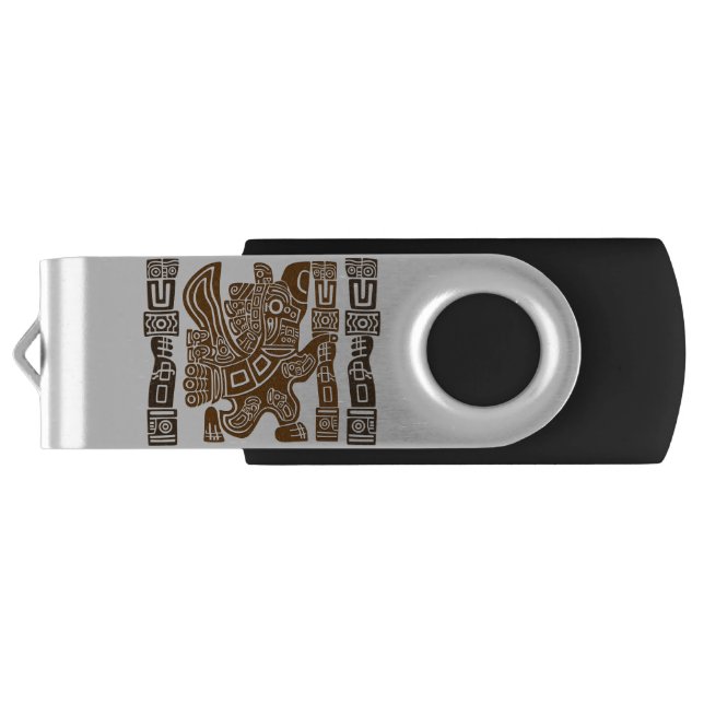 Aztec Eagle Warrior Tribal Ancient Art Flash Drive (Back)