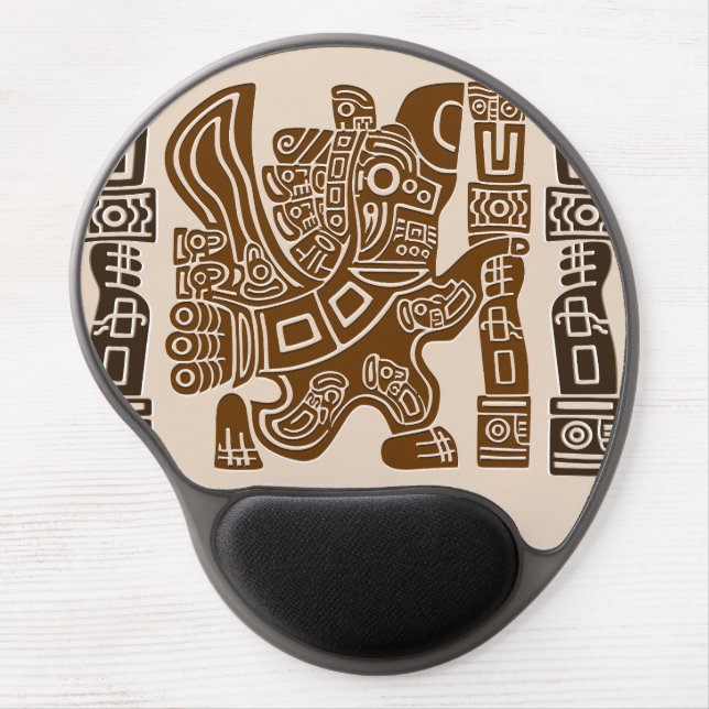 Aztec Eagle Warrior Tribal Ancient Art Gel Mouse Pad (Front)