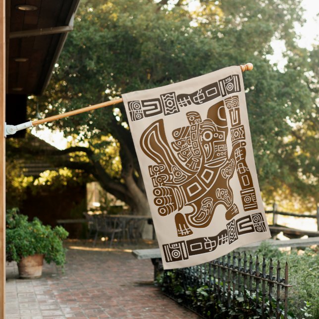 Aztec Eagle Warrior Tribal Ancient Art House Flag (In SItu)