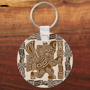 Aztec Eagle Warrior Tribal Ancient Art Keychain