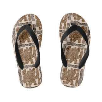Aztec Eagle Warrior Tribal Ancient Art Kid's Flip Flops