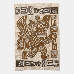 Aztec Eagle Warrior Tribal Ancient Art Kitchen Towel