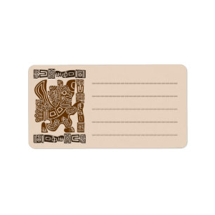 Aztec Eagle Warrior Tribal Ancient Art Label
