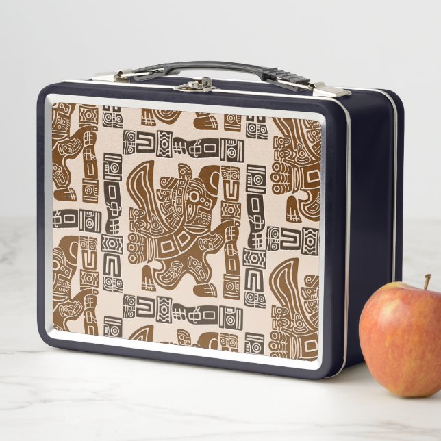 Aztec Eagle Warrior Tribal Ancient Art Metal Lunch Box (In Situ)