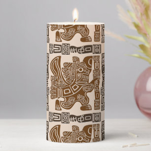 Aztec Eagle Warrior Tribal Ancient Art Pillar Candle