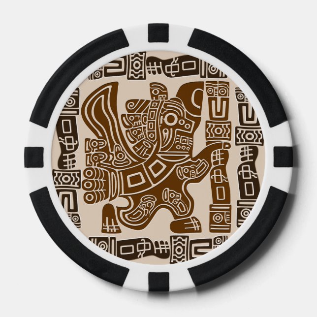 Aztec Eagle Warrior Tribal Ancient Art Poker Chips (Front)