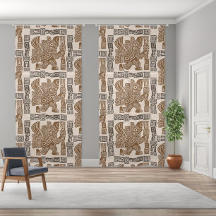 Aztec Eagle Warrior Tribal Ancient Art Sheer Curtains