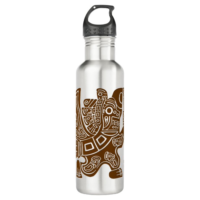 Aztec Eagle Warrior Tribal Ancient Art Stainless Steel Water Bottle (Front)