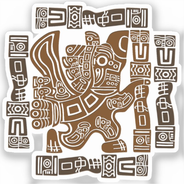 Aztec Eagle Warrior Tribal Ancient Art Sticker (Front)
