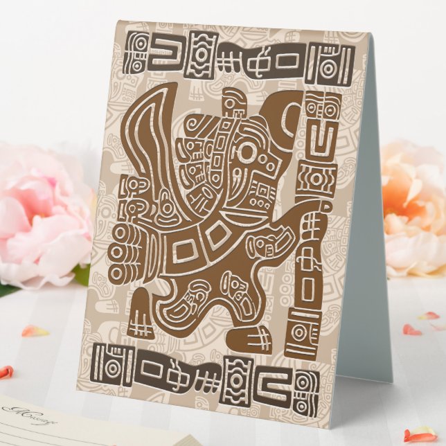 Aztec Eagle Warrior Tribal Ancient Art Table Tent (In SItu (Wedding))