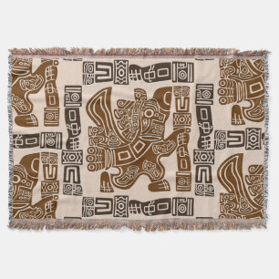 Aztec Eagle Warrior Tribal Ancient Art Throw Blanket
