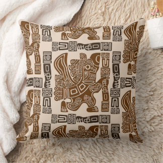 Aztec Eagle Warrior Tribal Ancient Art Throw Pillow
