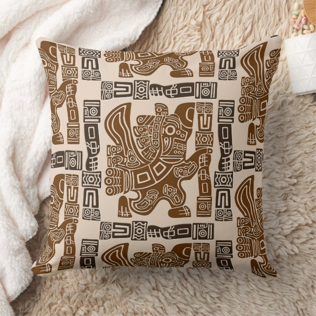 Aztec Eagle Warrior Tribal Ancient Art Throw Pillow (Blanket)