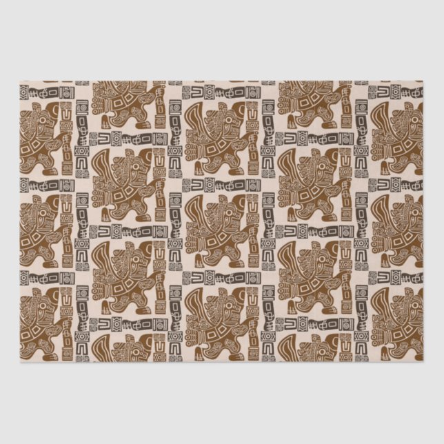 Aztec Eagle Warrior Tribal Ancient Art Tissue Paper (Front)