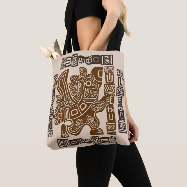Aztec Eagle Warrior Tribal Ancient Art Tote Bag (Close Up)