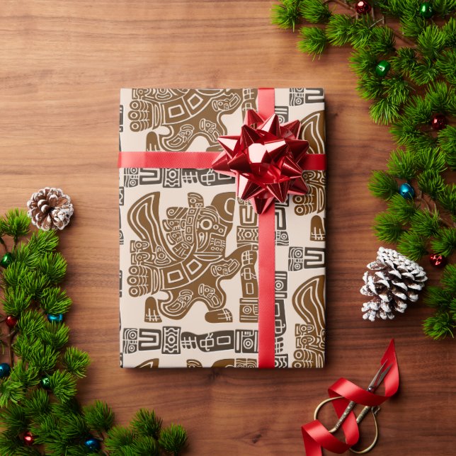 Aztec Eagle Warrior Tribal Ancient Art Wrapping Paper (Holiday Gift)