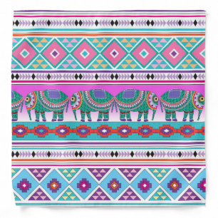 Aztec Elephants Tribal Pattern Cool Bandana