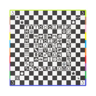 Aztec Enochian Magic Chessboard W/Colored Border Metal Print