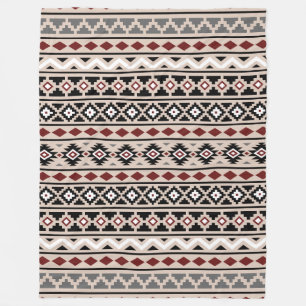 Aztec Essence II Pattern Black White Grey Fleece Blanket