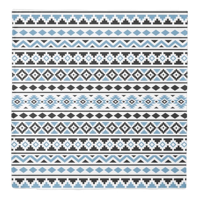 Aztec Essence II Ptn Black White Blue Duvet Cover (Front)