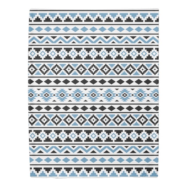 Aztec Essence II Ptn Black White Blue Duvet Cover (Front)