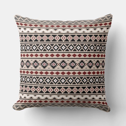 Aztec Essence II Ptn Black White Grey Red Sand Throw Pillow