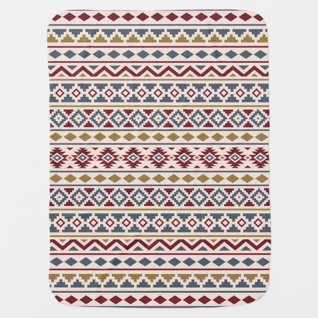 Aztec Essence II Ptn Red Blue Gold Cream Swaddle Blanket (Front)