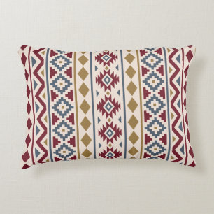 Aztec Essence III (V) Ptn Red Blue Gold Cream Decorative Pillow